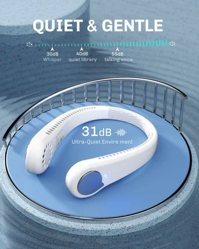 Portable Neck Fan – Bladeless, Rechargeable, Hands-Free Cooling Fan with 3 Speeds, Quiet & Lightweight for Travel, Outdoor & Office